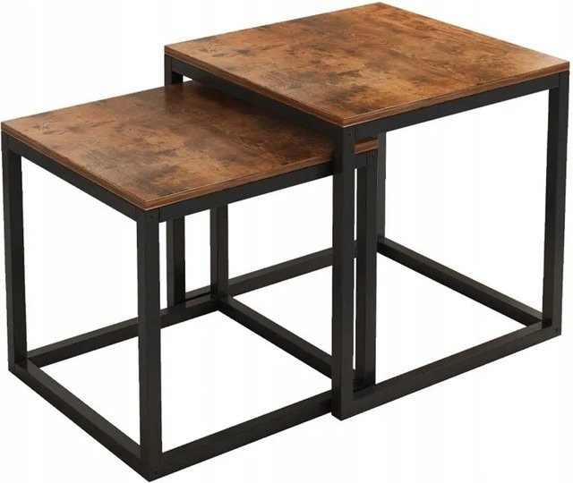 Rebiko 2-in-1 Couchtisch Loft Ausziehbar Quadratisch in Braun und Schwarz aus MDF und Stahl - Bild 1