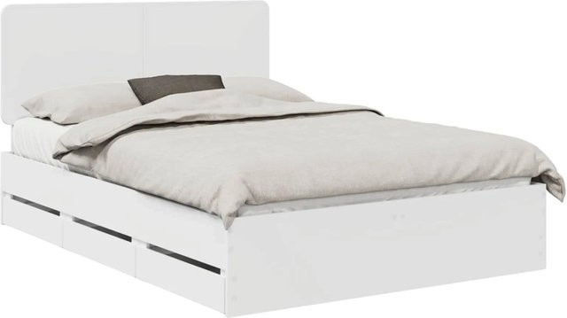 vidaXL Bettrahmen mit Schubladen aus Holzwerkstoff in Weiß, B/T/H: 160 x 200 x 163 cm - Bild 1
