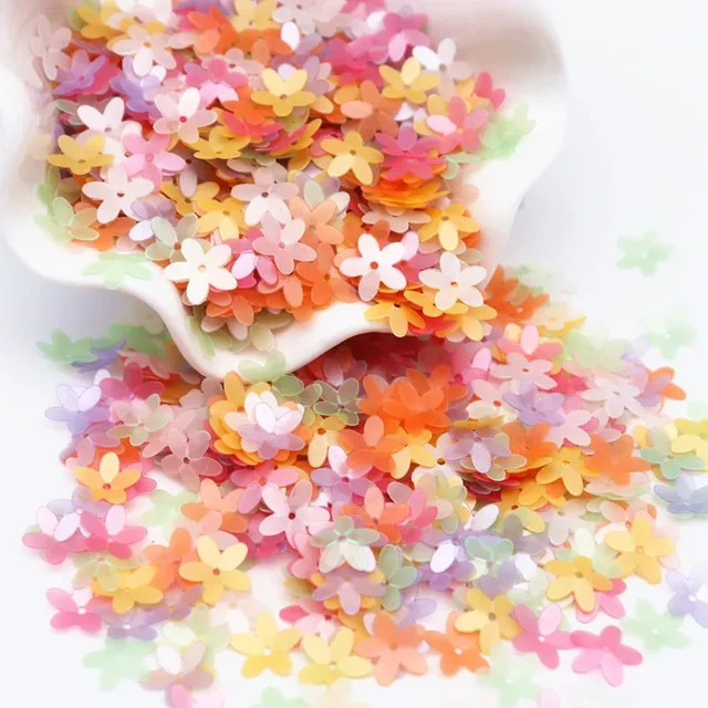 Matte Blumen-Pailletten in verschiedenen Farben für DIY-Handwerk und Nähen, Durchmesser: 10 mm - Bild 1