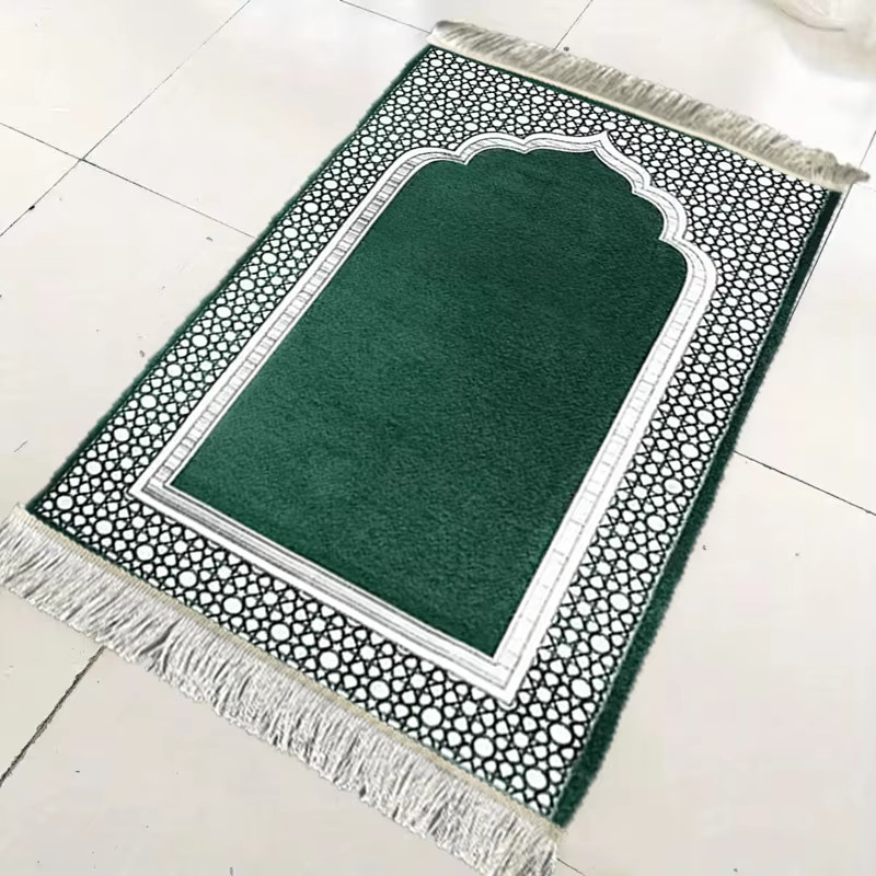 VIKAMA Tragbare Gebetsmatte in Grün, Faltbarer Knieteppich mit Orientalischem Design für Ramadan und Islamische Gebete - Bild 2