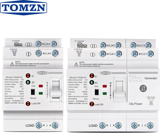 TOMZN Automatischer Umschalter ATS für duale Stromversorgung 220V 63A in Weiß - Bild 1