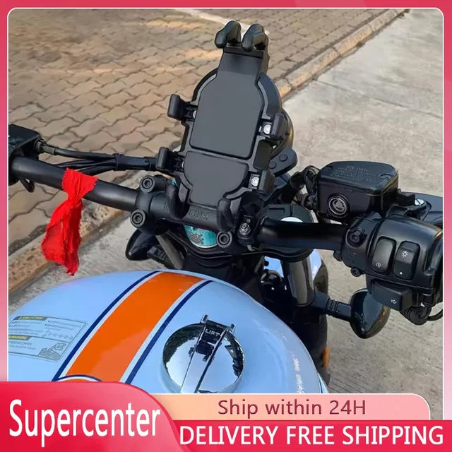Universelle 360 Grad drehbare Smartphone Halterung für Fahrrad, Motorrad und E-Scooter, stoßdämpfend, Schwarz, passend für 4,7 bis 7,1 Zoll - Bild 1