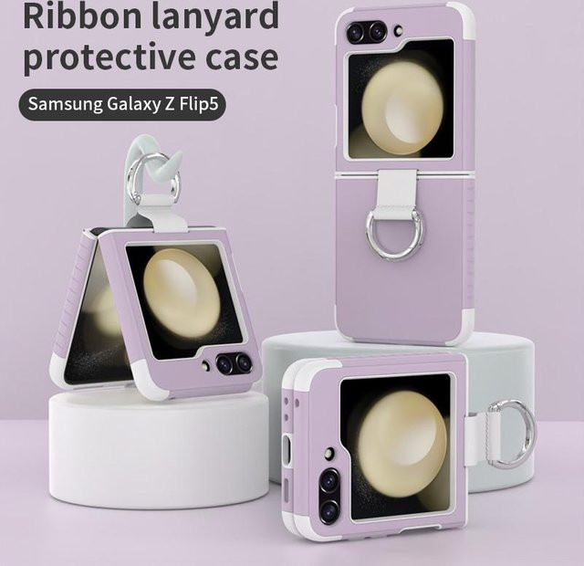 Stoßfeste Silikon Handyhülle mit Ring für Samsung Galaxy Z Flip 5 5G in Purple - Bild 1