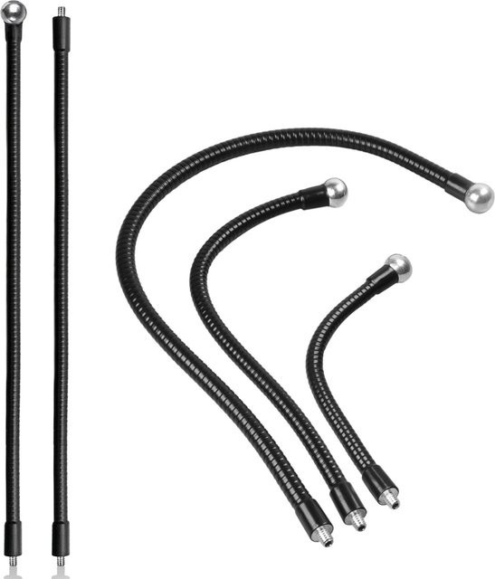 STAWIM Flexible Metallrohrstange als Einbeinstativ und Selfie Stick mit 1/4 Zoll Schraube und Kugelkopf-Verlängerungsarm für Kamerastativ und Handy in Schwarz - Bild 1