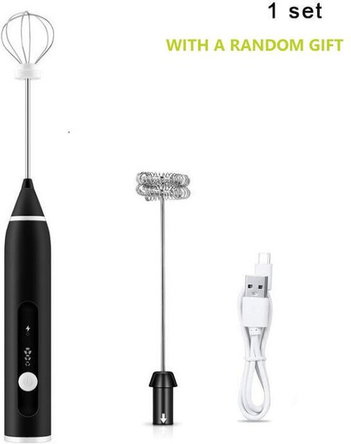 Anutie Katyusha Elektrischer Milchaufschäumer mit 3 Geschwindigkeiten, USB aufladbarer Handmixer in Schwarz - Bild 1