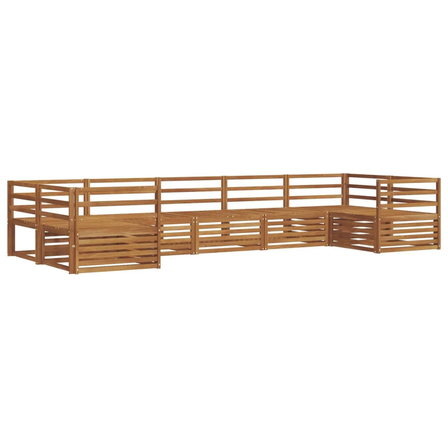vidaXL Sofagarnitur aus Massivholz Akazie in Braun, 7-teiliges L-Shape Ecksofa Set - Bild 2