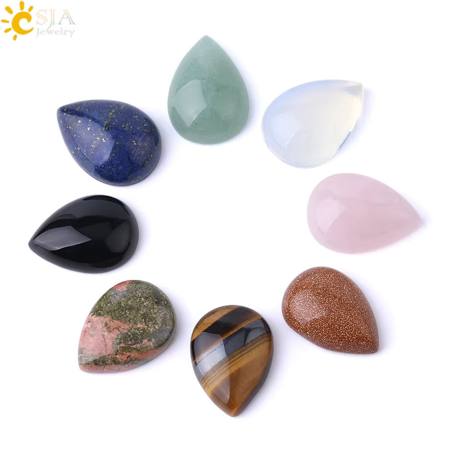 Csja Naturstein Wasser Tropfen Kristall Cabochon Perlen, Unisex - Bild 1