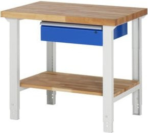 Rau Werkbank 7001A7 höhenverstellbar mit 1 Schublade, B: 100 cm, T: 70 cm, H: 79 bis 114 cm - Bild 1