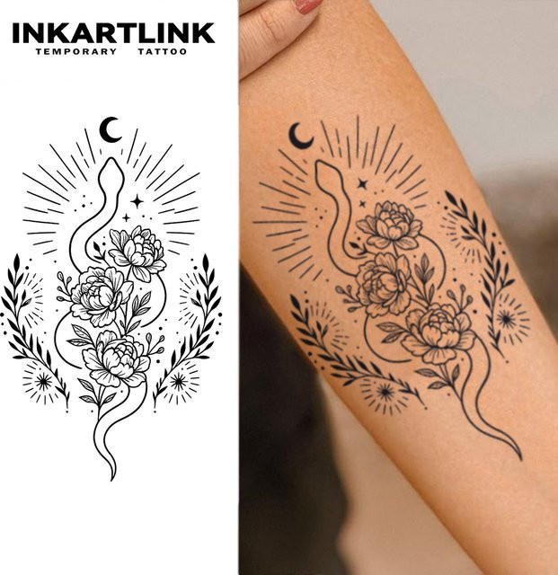 INKARTLINK Starlight Snake Totem Juice Tattoo Patch, wasserfest - Bild 1