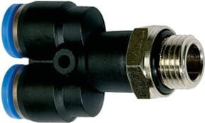 Riegler Y-Steckverschraubung Blaue Serie, drehbar, G 3/8 außen, Durchmesser 16 mm, blau - Bild 1