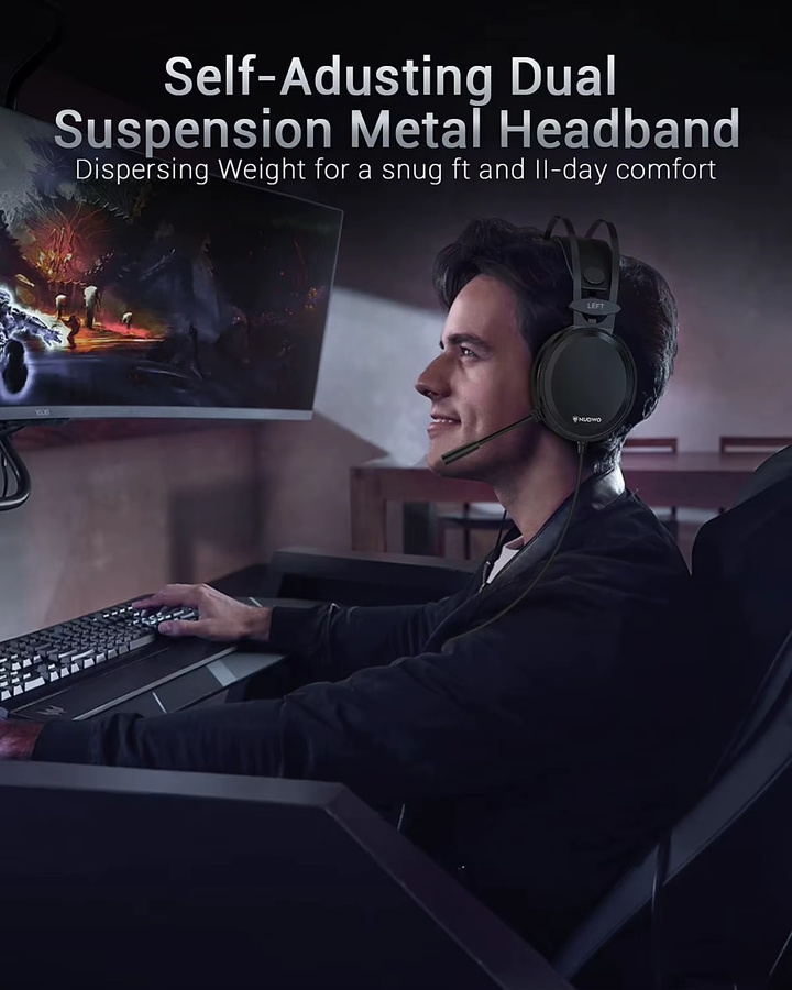 NUBWO N7 Gaming-Headset Over-Ear mit Mikrofon Schwarz für PS4, PS5, Switch und Xbox One - Bild 2
