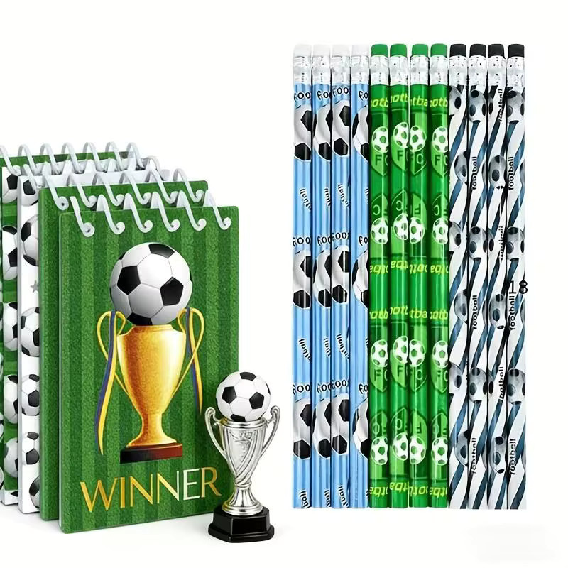 ZQNYCY 20-teiliges Fußball-Stift- und Notizbuch-Set für Kinder in Mehrfarbig mit Softcover und Blanko-Seiten - Bild 2