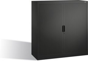 C+P Akten-Sideboard Omnispace mit Rollladen und Schloss, Schwarzgrau, H: 123 cm, B: 120 cm, T: 42 cm - Bild 1