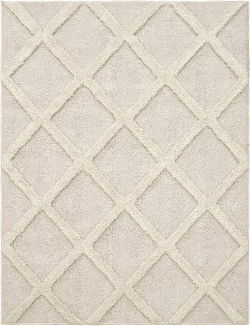 Teppich Geneva in Beige mit Rautenmuster und Hoch-Tief-Effekt, B: 160 cm, T: 220 cm - Bild 1
