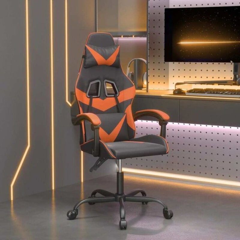 vidaxl Gamingstuhl aus Kunstleder in Schwarz und Orange - Bild 1