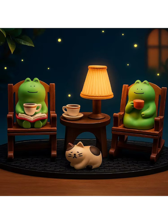 SUITU ZAKKA Froschfigur auf Schaukelstuhl in Grün als Miniatur-Dekoornament - Bild 7