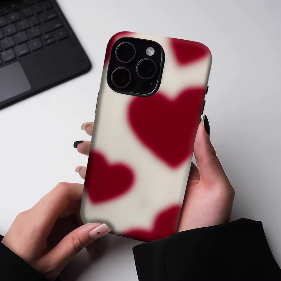 Crimson Heart Glow Handyhülle für iPhone 17 16 15 14 13 Pro Max Plus – Magnetische robuste zweilagige Schutzhülle - Bild 4