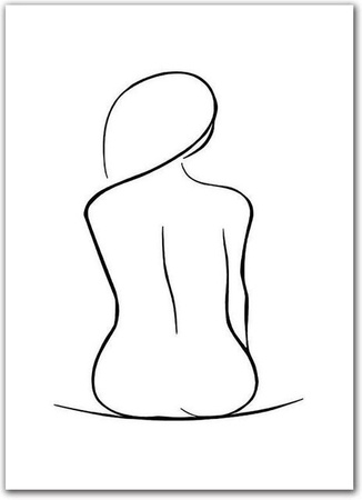 Nordisches minimalistisches Wandbild mit abstrakter Frauenfigur als Leinwandkunst, weißes Poster für dein Wohnzimmer, Breite: 21 cm, Höhe: 30 cm