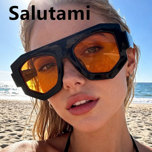 Salutami Sonnenbrille, quadratisch, Vollrand, Kunststoff, Unisex, schwarz-gelb - Bild 1