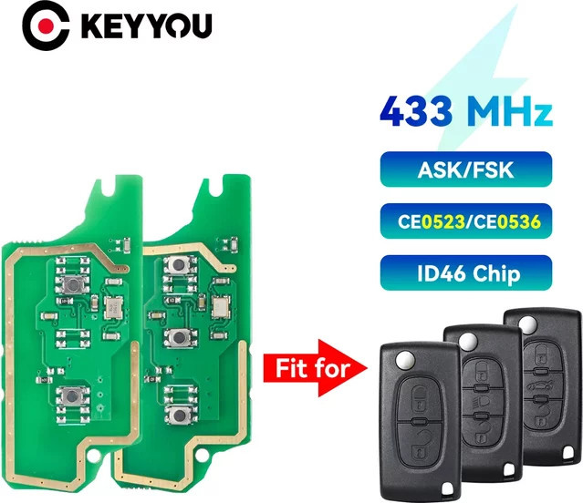 KEYYOU Fernbedienung Schlüssel ID46 PCF7941/7961 433 MHz für Peugeot und Citroen - Bild 1