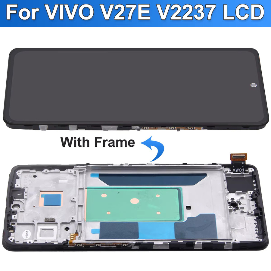 Sinmaytai Ersatz Display für Vivo V27E mit Rahmen, OLED LCD Touch Digitizer Panel, Schwarz, 6,62 Zoll - Bild 2