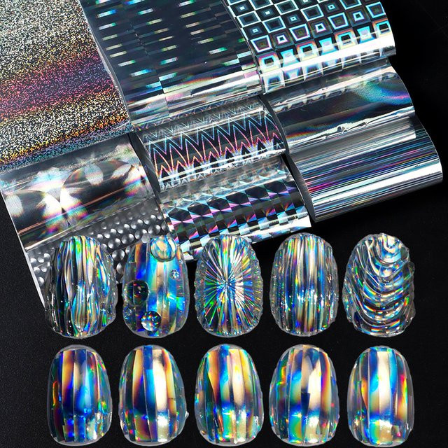 Full Beauty Nagel Folie, Silber, Metallic, 10 Stück - Bild 1