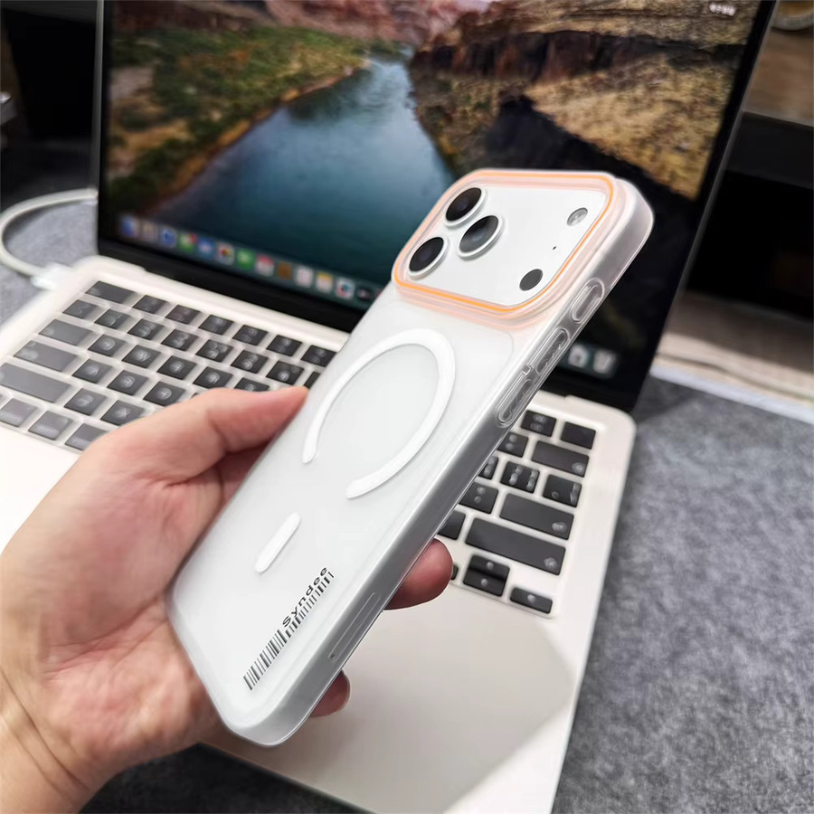 YUEDESHENG Magnetische Slim Hard Case für iPhone 17 Pro Max 16 15 14 13 12 Plus MagSafe kompatibel, Matte durchscheinende Frosted Cover Shell in Weiß und Transparent - Bild 5