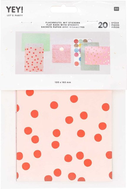 Rico Design Flachbeutel mit Stickern in Neon Multicolor, 20 Stück, Breite: 12,0 cm, Höhe: 18,5 cm - Bild 1