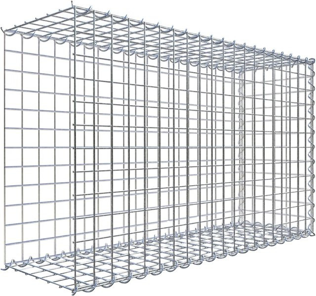 Gabiona Anbaukorb Typ 2 aus Stahl in Silbergrau, Maschenweite: 5 x 5 cm, B: 60 cm, H: 100 cm, T: 30 cm - Bild 1