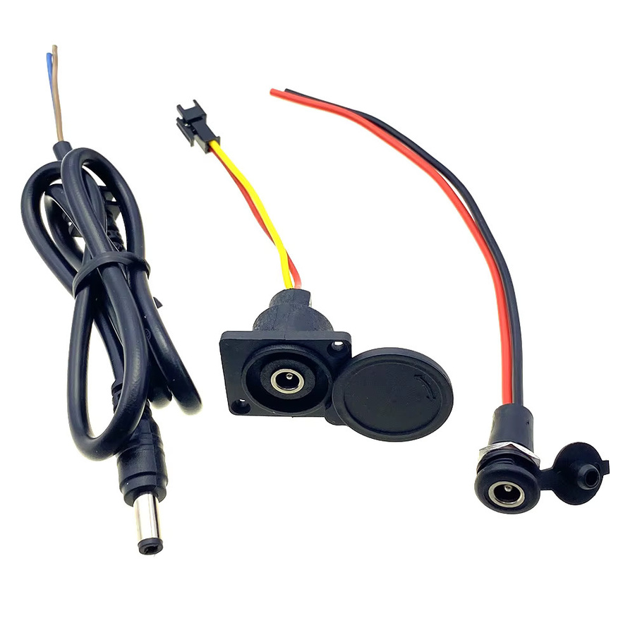 HBXINTAO Ladekopf für Elektrofahrräder mit Lithium-Batterie-Ausgangslinie, 36V/48V/60V, DC2.1/2.5 Ladegerät-Steckdose mit runder männlicher und weiblicher Basis, Schwarz - Bild 4