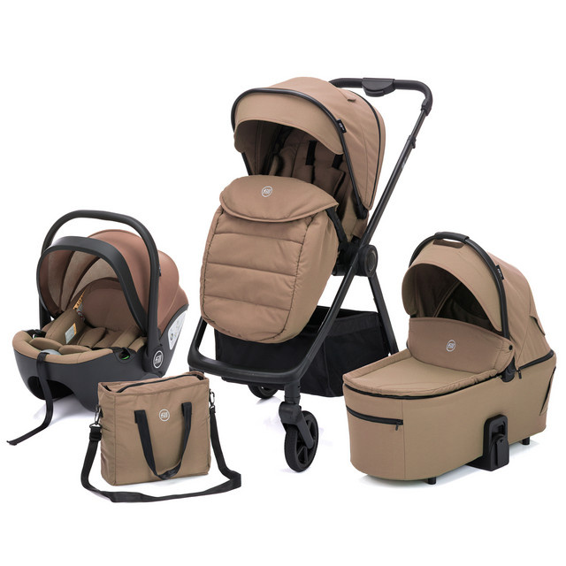 FILLIKID Kinderwagenset Lion 3in1 Kombikinderwagen in Sand, kompakt faltbar mit Sportsitz, Babywanne, Reboarder und Wickeltasche - Bild 1