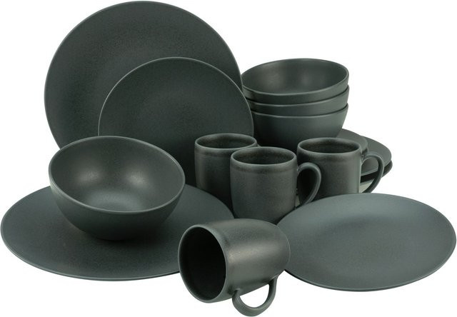 CreaTable Kombiservice Soft Touch aus Steinzeug in Schwarz, 16-teilig - Bild 4