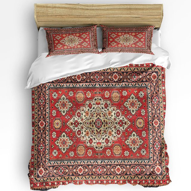 JMG Household Supplies Bettwäscheset mit floralem Vintage-Blumenmuster in Rot, 3-teiliges Set aus Microfaser bestehend aus Bettbezug und Kissenbezug, B/H: 135 x 200 cm - Bild 1