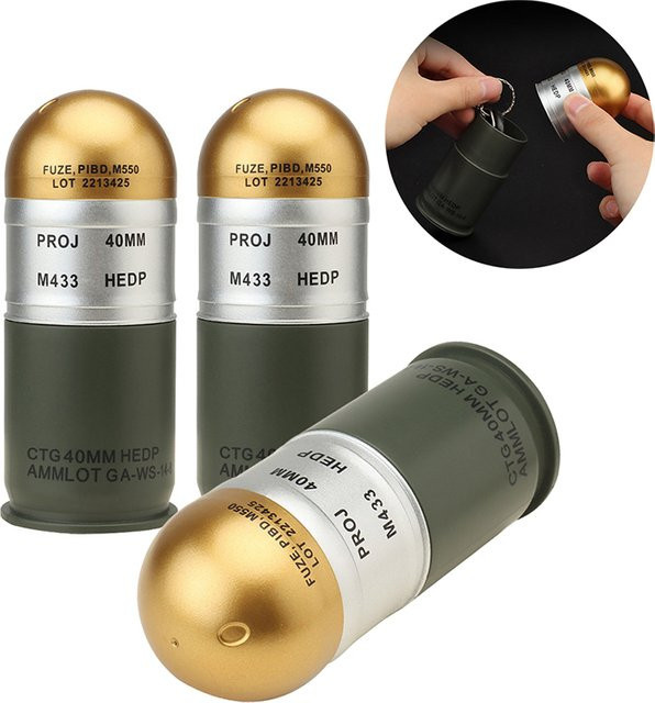 JETTING M433 Hedp 40mm Patrone Dummy Granate Modell, Mini Aufbewahrung Koffer - Bild 1