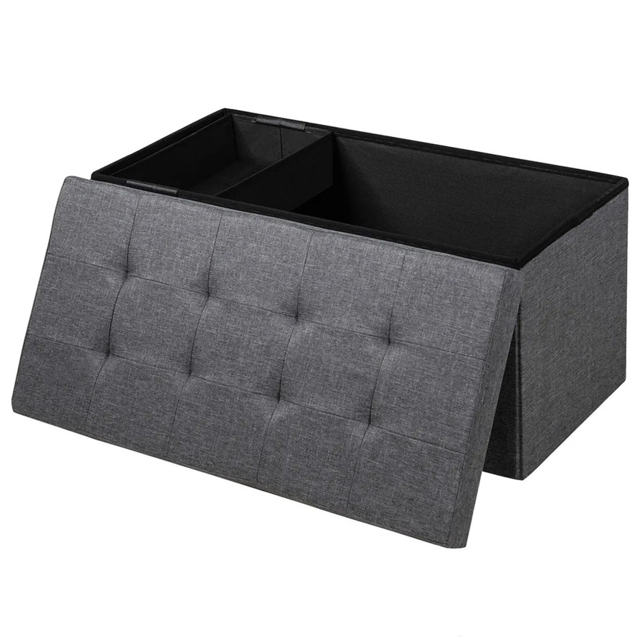 Costway Sitzhocker mit Stauraum klappbar, Grau, B/T/H: 40,5 x 40,5 x 40,5 cm - Bild 2