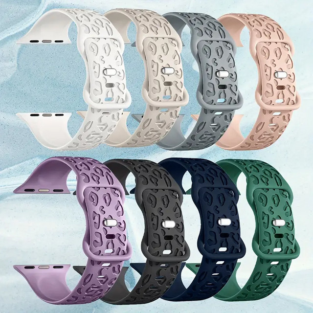 PEO Uhrenarmband Silikon, graviertes Leopardenmuster, Unisex - Bild 1