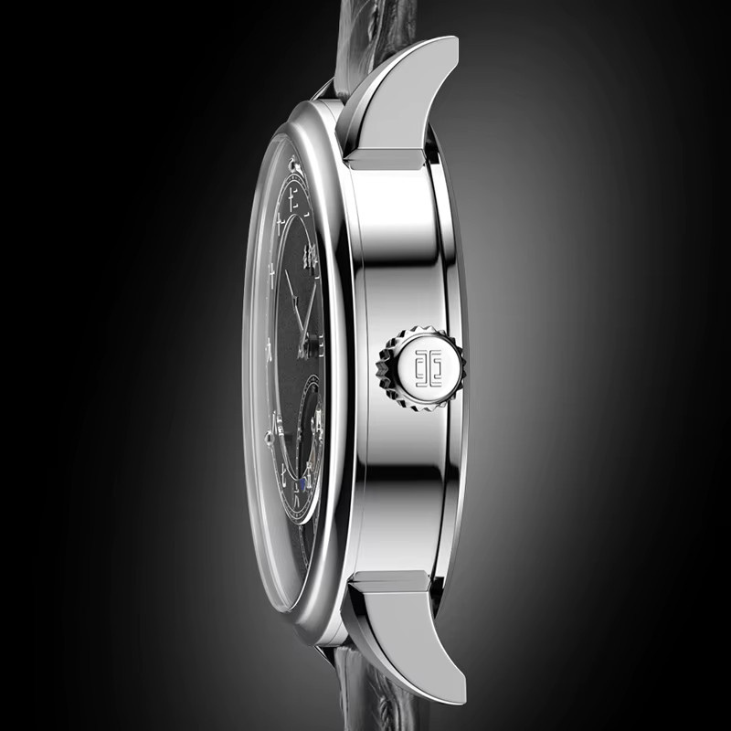 JILIAN Armbanduhr Automatik, Edelstahl, Silber, Leder, Herren - Bild 3