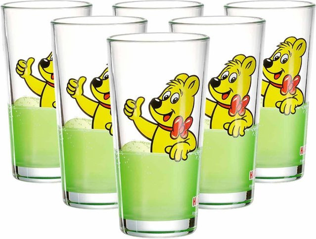 Ritzenhoff & Breker Haribo Thumbs Up Wassergläser 6er Set, Transparent mit Gold und Green, 380 ml - Bild 1