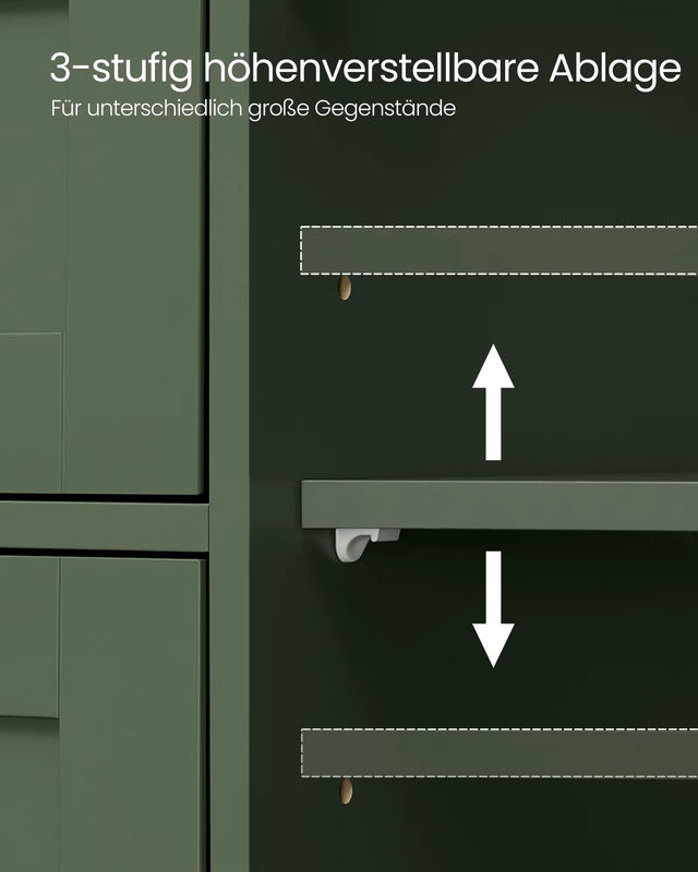 VASAGLE Badezimmerschrank als schmaler Badschrank und Kommode mit 4 Schubladen, Schranktür und verstellbarer Ablage in Blau oder Grün - Bild 3