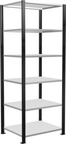 Schulte Grundregal Büro-Steckregal MULTIplus150 mit 6 Fachböden, schwarz/lichtgrau, B/T/H: 200 x 75 x 60 cm
