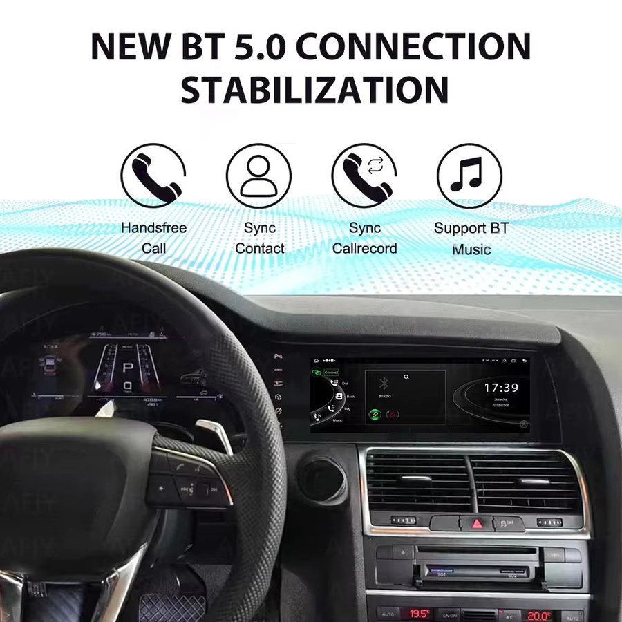 YANFU Android 14 Multimedia Dashboard LCD Digital Instrument Tacho mit Dual Screen und CarPlay für Audi Q7 4L 2005-2018, Schwarz - Bild 5