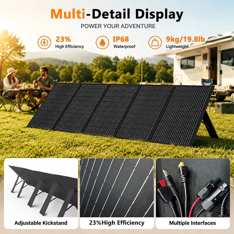 CHUBAN 300W Faltbares Tragbares Mono-Solarpanel IP68 Wasserdicht Hocheffizientes Ladegerät in Schwarz für Powerstation, Wohnmobil und Camping - Bild 2