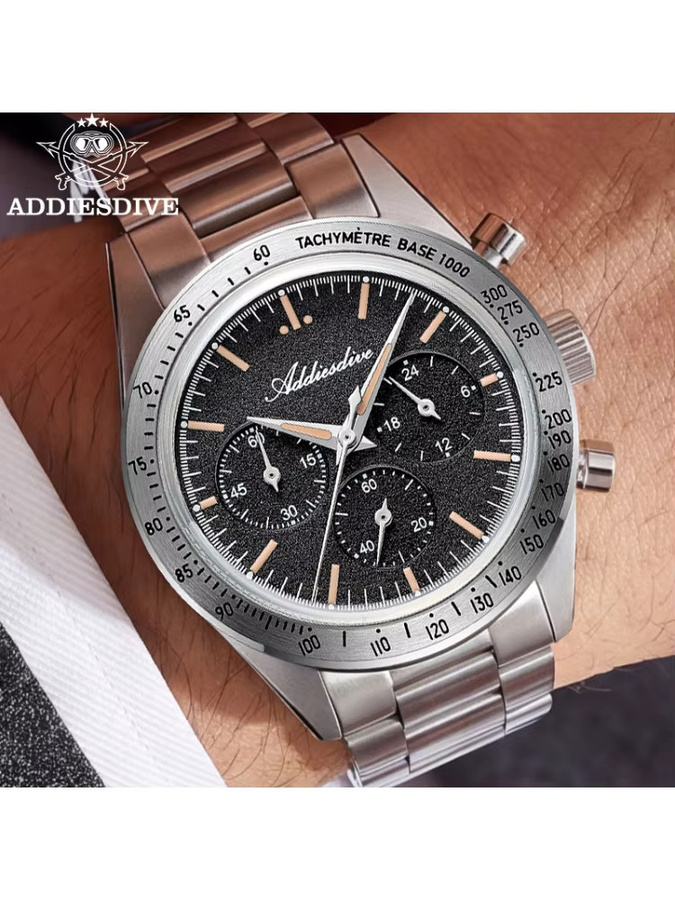 ADDIESDIVE Chronograph, Quarz, Edelstahl, Schwarz, Herren - Bild 7