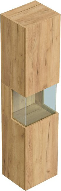 Posseik Badezimmer Hochschrank Limes Wandmontage mit Glaselement in Eiche Gold, Höhe: 150 cm - Bild 1