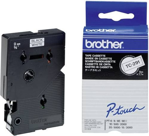 Brother P-touch Schriftbandkassette TC-291, Breite: 9 mm, Farbe: Weiß mit schwarzer Schrift - Bild 1