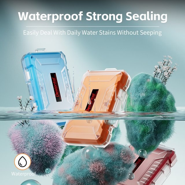 Desiontal Wasserdichte und stoßfeste Speicherkartenhülle als Aufbewahrungshalter für SD-Karten in Orange, Rot oder Blau - Bild 1