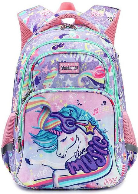 Cusangel Schulrucksack-Set für Kinder mit Dinosaurier und Einhorn Motiven in Multicolour - Bild 1