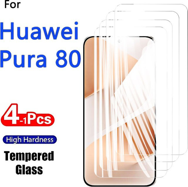 Displayschutzfolie aus gehärtetem Glas für Huawei Pura 80, 1–4 Stück, transparent, kratzfest und fingerabdruckresistent - Bild 1