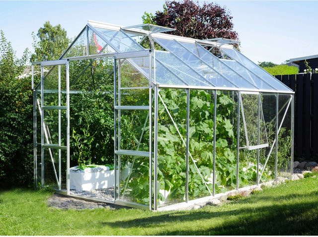 Vitavia Gewächshaus Jupiter 9900 aus Aluminium in Silber mit Sicherheitsglas und Fundament, 9,9 m² - Bild 1
