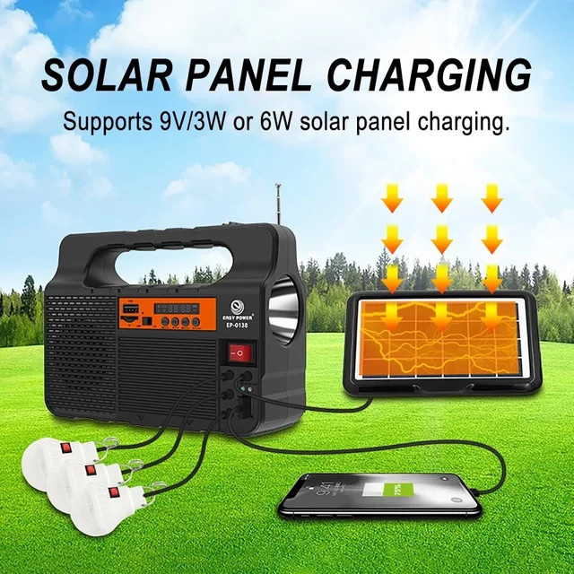 Luxuglow Tragbare Solar-Taschenlampe mit 3 LED-Lampen und Energiespeicher in Schwarz - Bild 1